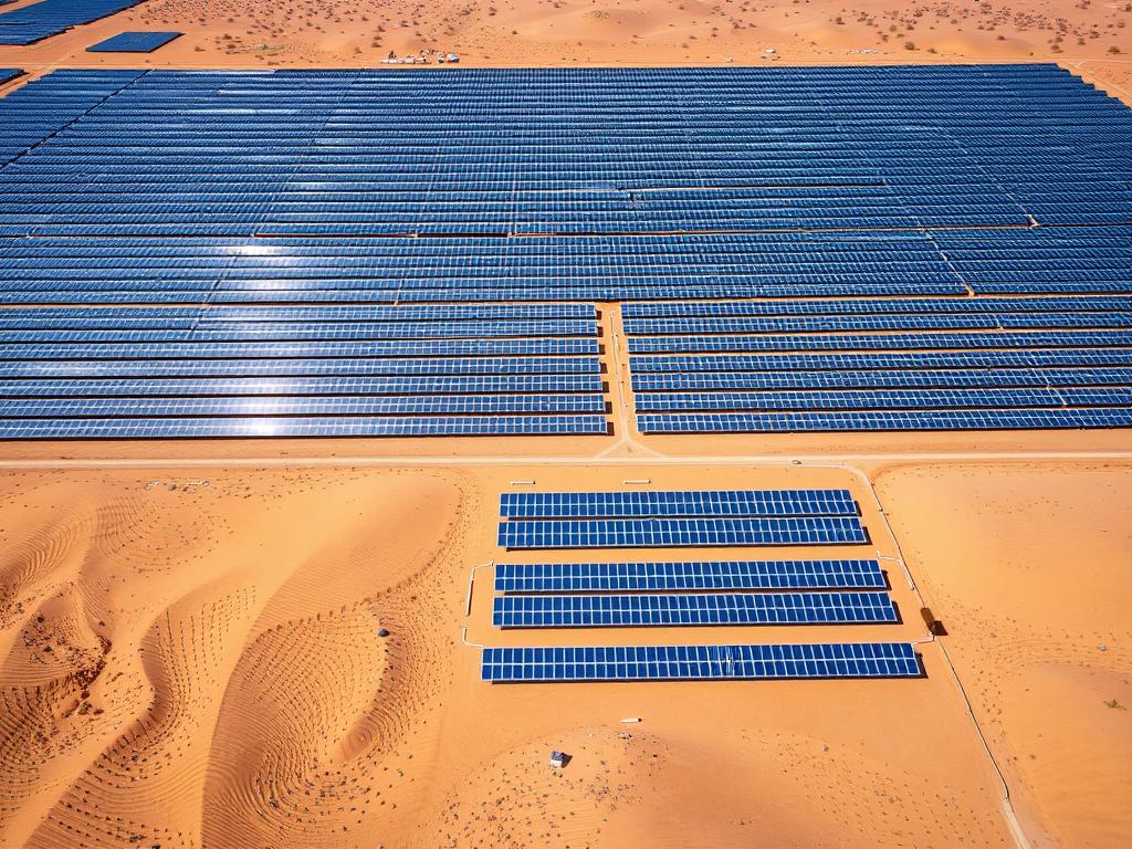 Parc solaire au Maroc illustrant l'engagement du pays envers les énergies renouvelables Parc solaire au Maroc illustrant l'engagement du pays envers les énergies renouvelables
