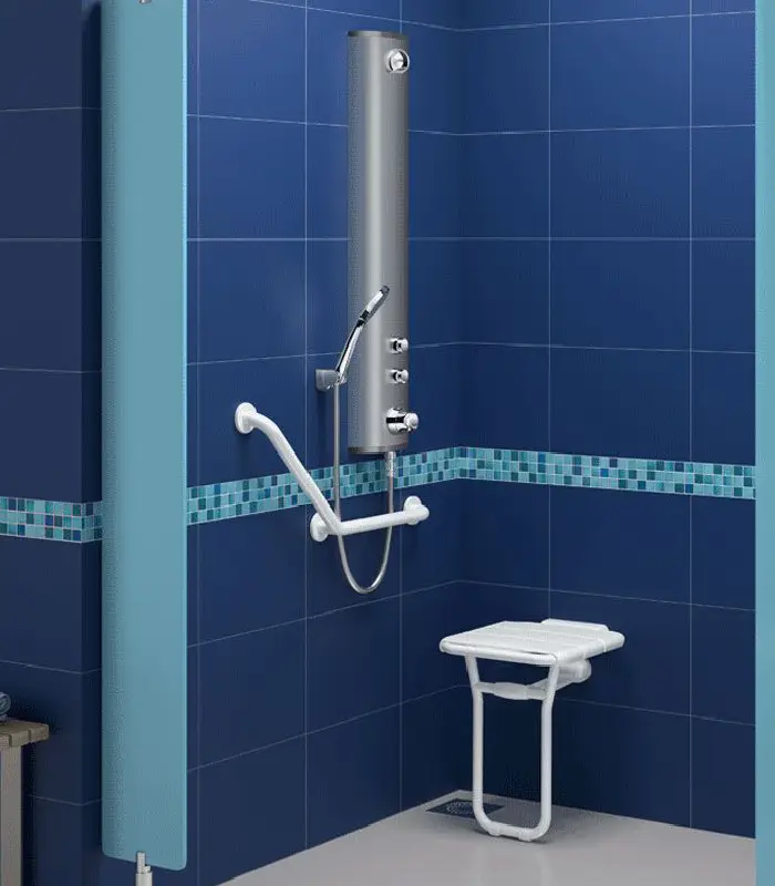 Siège de douche rabattable avec pied en aluminium